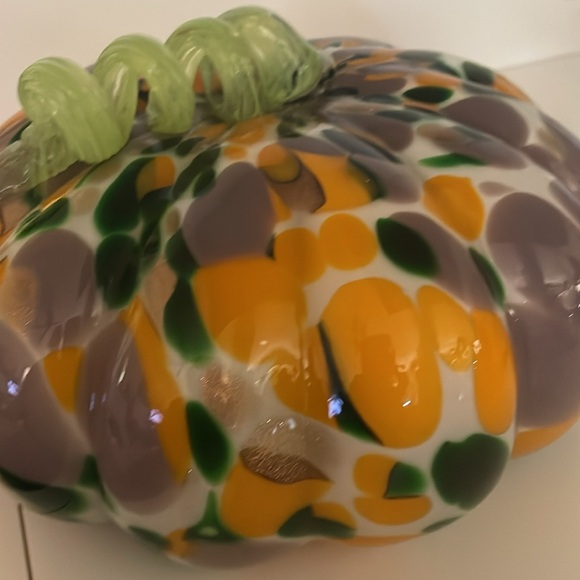 Vintage Murano Mottled Large Pumpkin Squash! Stunning! Unique OOAK! - Picture 7 of 12